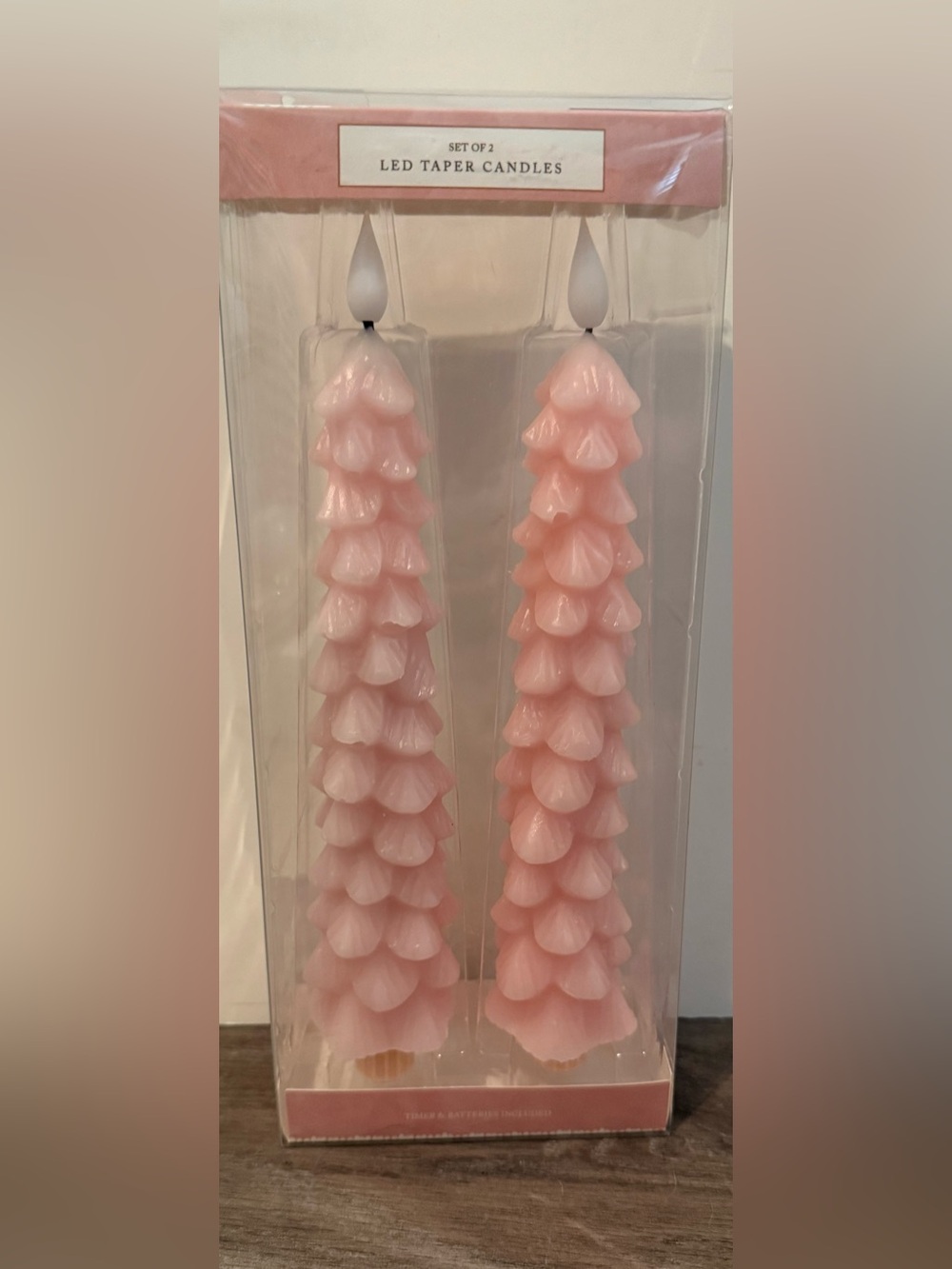 Pretty in Pink Cupcakes & Cashmere LED Christmas Tree Candles- Set of 2- NWT